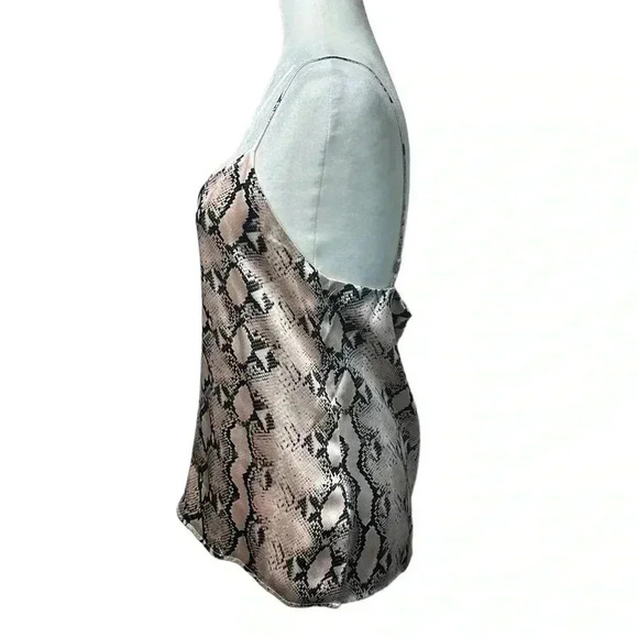 L'AGENCE Jane Silk V-Neck Camisole Tank Blush Pink Snakeskin Print Top - Picture 3 of 8
